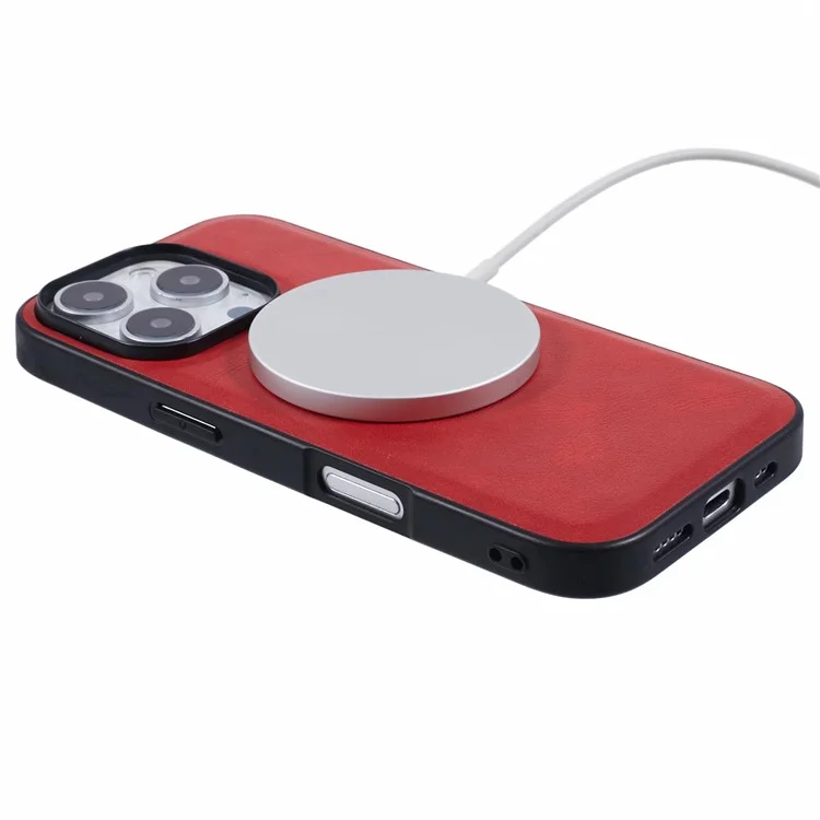 X-level Bojue-3 Series Для Iphone 16 Pro Case, Совместимый с Magsafe Leather Coted Pc+tpu. - Красный