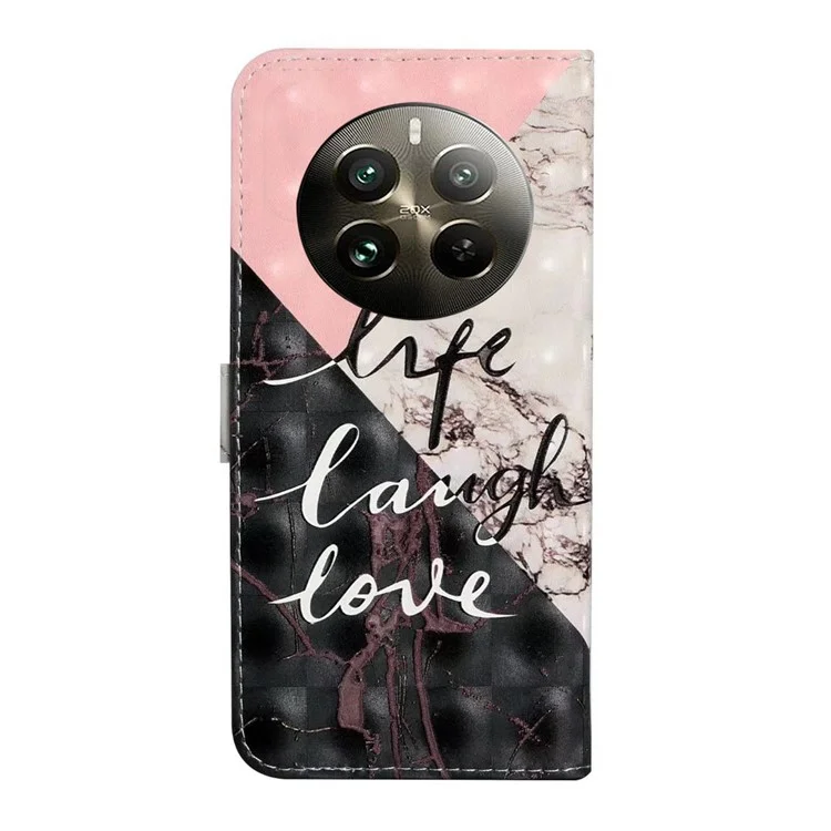 Для Realme 12 4G / 12+ 5G Case 3D Creative Pattern PU - Трехцветный Мрамор