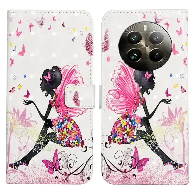 Til Realme 12 4G / 12+ 5G Etui med 3D kreativt mønster i PU-læder med ståetilbehør - Pige
