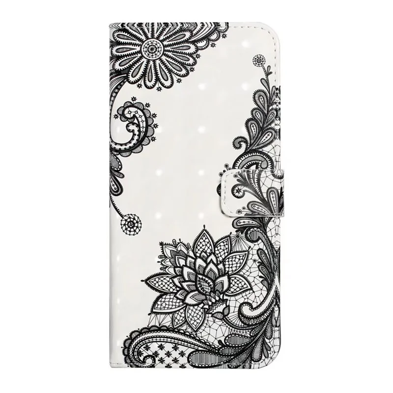 For Realme 12 4G / 12+ 5G Case 3D Creative Pattern PU Leather Stand Phone Cover - Lace Flower