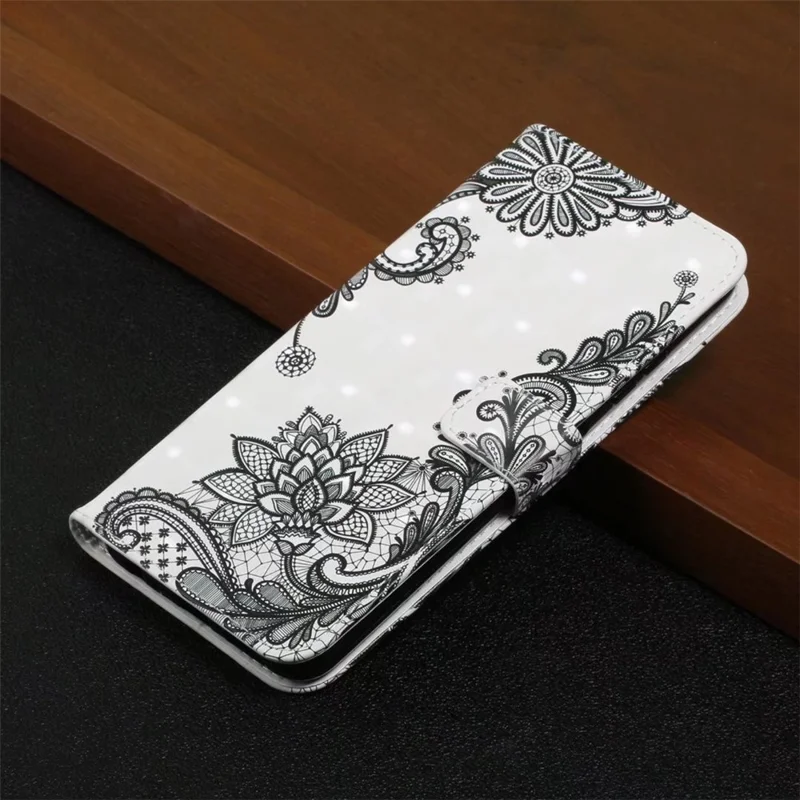 For Realme 12 4G / 12+ 5G Case 3D Creative Pattern PU Leather Stand Phone Cover - Lace Flower