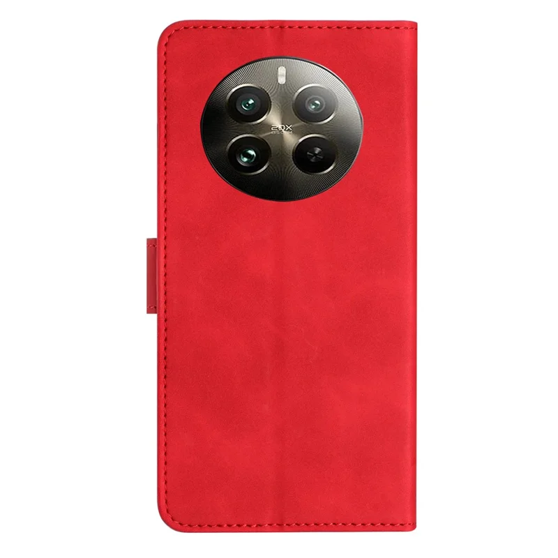 For Realme 12 4G / 12+ 5G Case Imprinted Butterfly Leather Wallet Phone Cover - Red