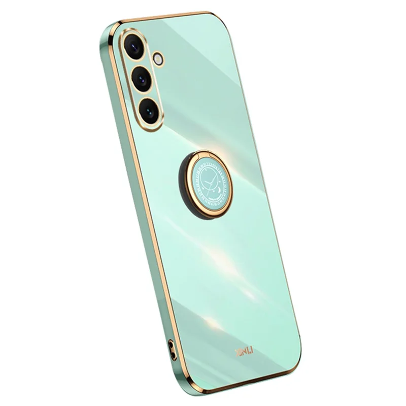 XINLI voor Samsung Galaxy A16 5G / A16 4G hoesje met ringhouder en kickstand, elektrolytisch TPU telefoonhoesje - Cyaan