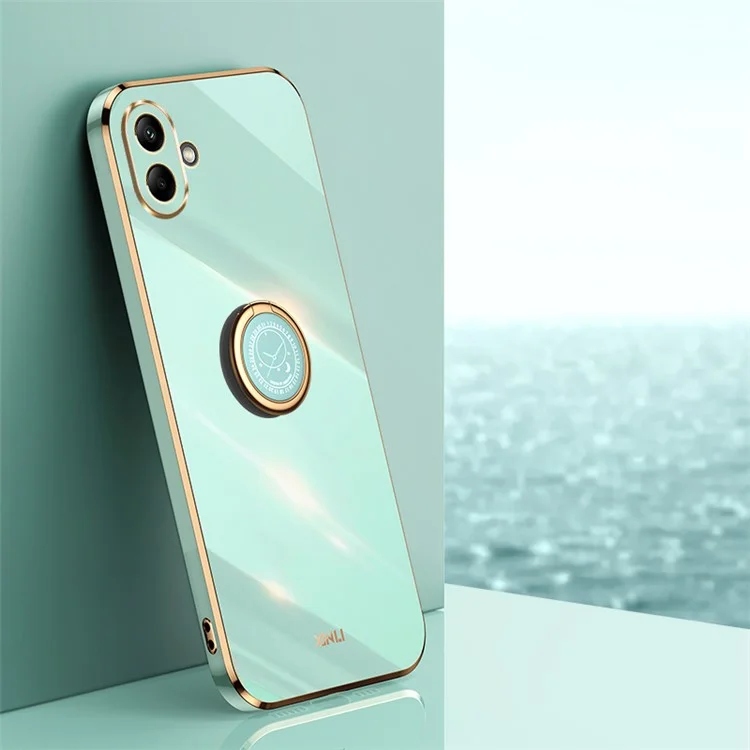 XINLI per Samsung Galaxy A06 Case Ring Kickstand Electroplating TPU Phone Cover - Cyan