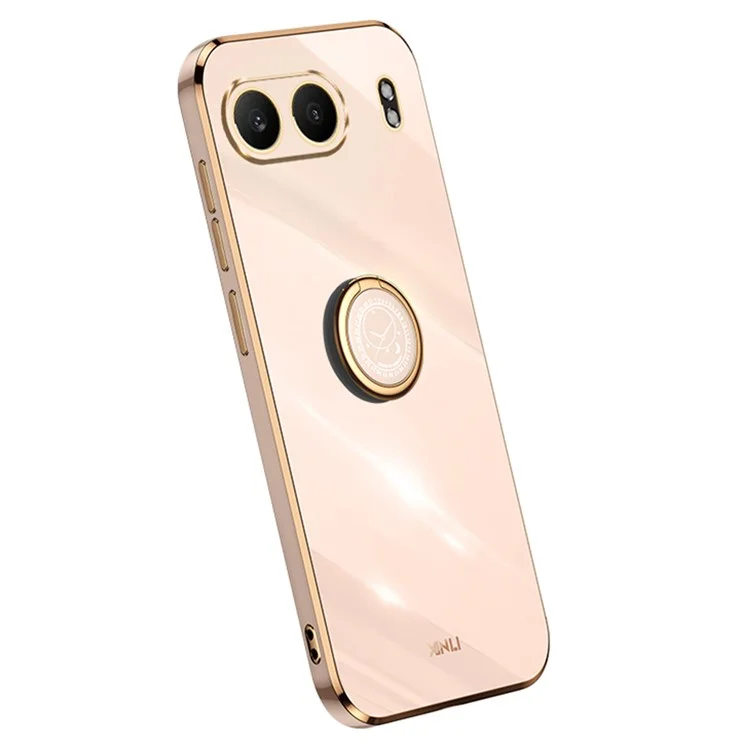 Xinli Per OnePlus Nord 4 Casi Ring Kickstand Electroplating TPU Cover - Rosa