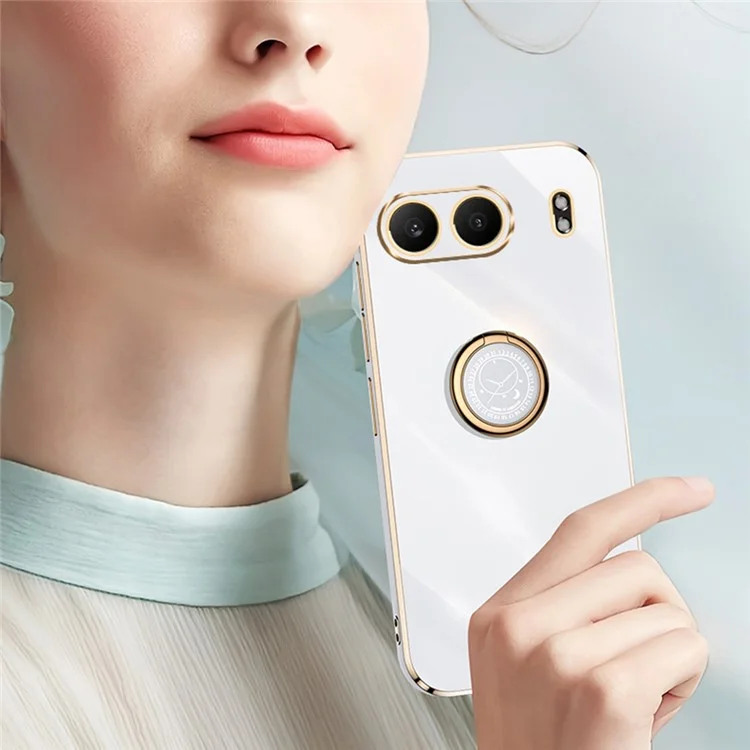 Xinli Per OnePlus Nord 4 Casi Ring Kickstand Electroplating TPU Cover - Rosa