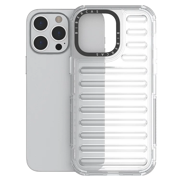 Para Iphone 15 Pro Max Case Stripe Design Anti-Slip Desmontable TPU+PC Telephip Cover - Transparente