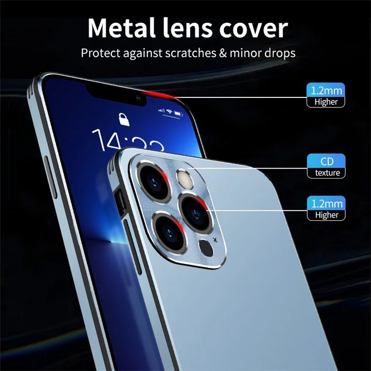 IM-CHEN Phone Case for iPhone 13 Pro Max 6.7 inch Anti-Scratch Slim Case Hard PC Soft TPU Shockproof Phone Shell with Metal Lens Cover - Black