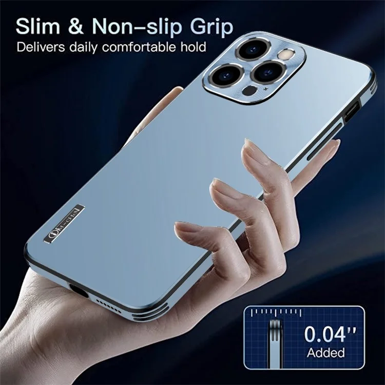 IM-CHEN Phone Case for iPhone 13 Pro Max 6.7 inch Anti-Scratch Slim Case Hard PC Soft TPU Shockproof Phone Shell with Metal Lens Cover - Black