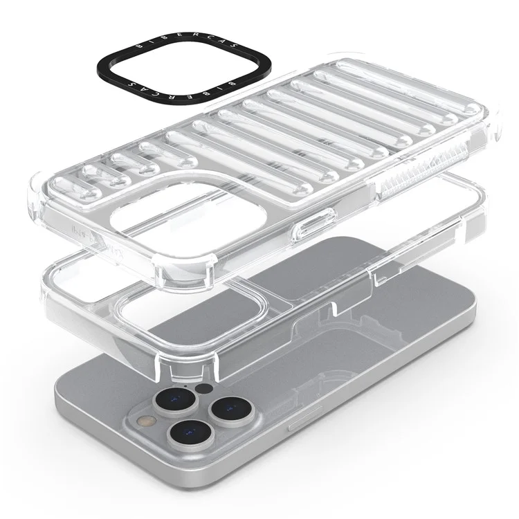 Für Iphone 15 Pro Case Stripe Design Anti-rutsch-abnehmbare Tpu+pc-telefonabdeckung - Transparent