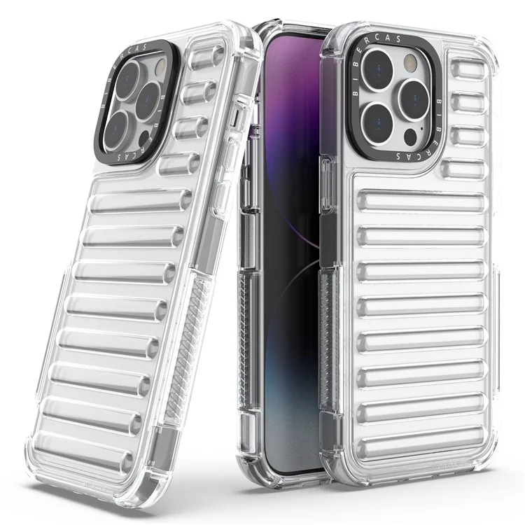 Für Iphone 15 Pro Case Stripe Design Anti-rutsch-abnehmbare Tpu+pc-telefonabdeckung - Transparent
