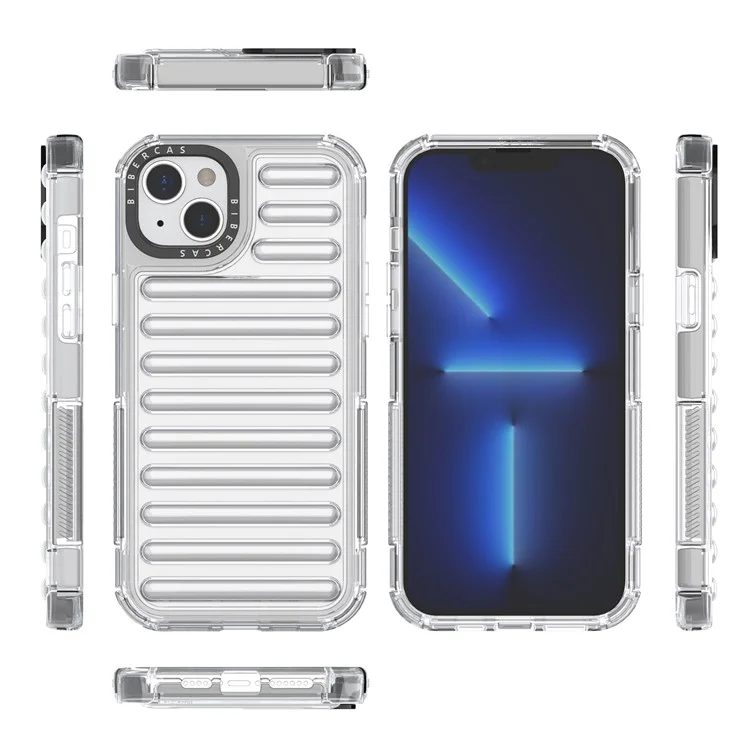 Für Iphone 14 Case Stripe Design Anti-rutsch-abnehmbares Tpu+pc-telefonabdeckung - Transparent