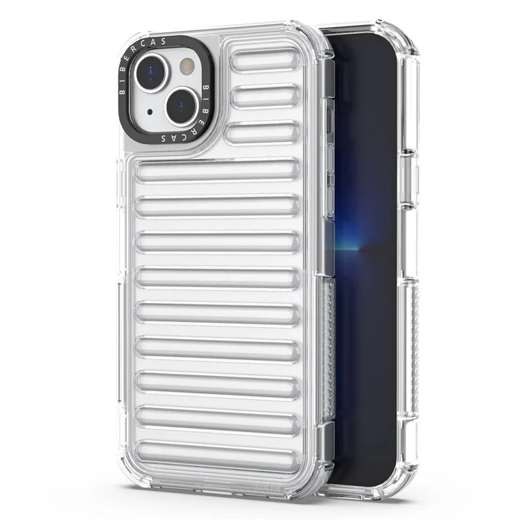 Para Iphone 15 Case Stripe Design Anti-Slip Desmontable TPU+PC Telephip Cover - Transparente