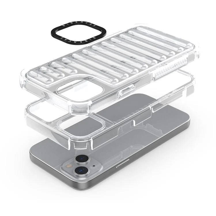 Para Iphone 15 Case Stripe Design Anti-Slip Desmontable TPU+PC Telephip Cover - Transparente