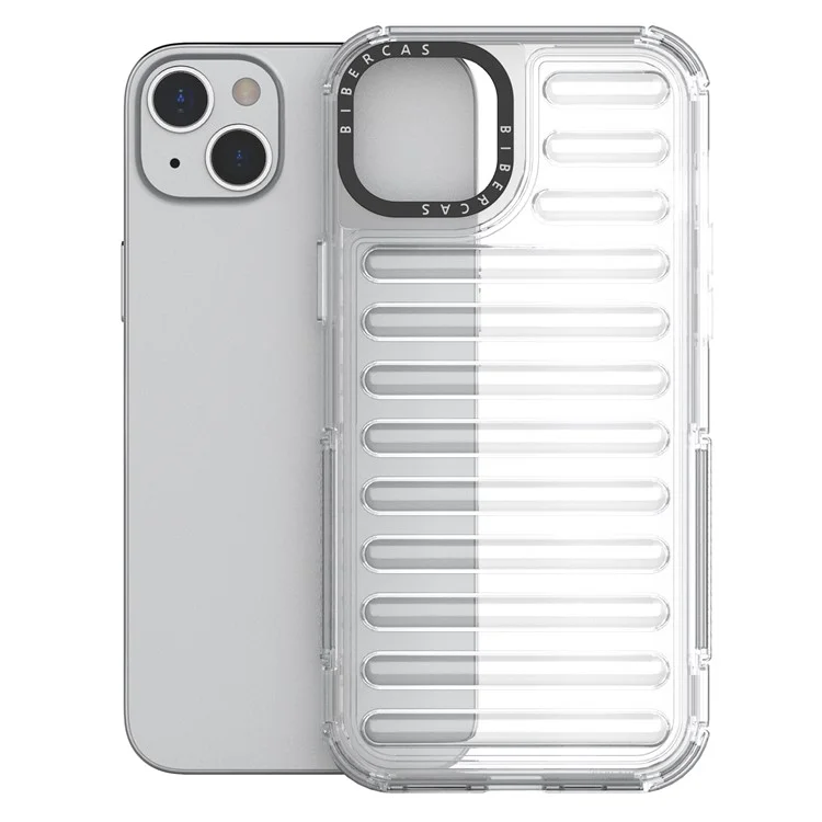 Para Iphone 15 Case Stripe Design Anti-Slip Desmontable TPU+PC Telephip Cover - Transparente