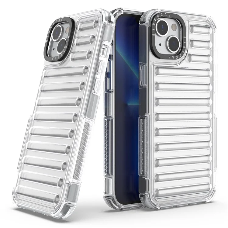 Para Iphone 15 Case Stripe Design Anti-Slip Desmontable TPU+PC Telephip Cover - Transparente