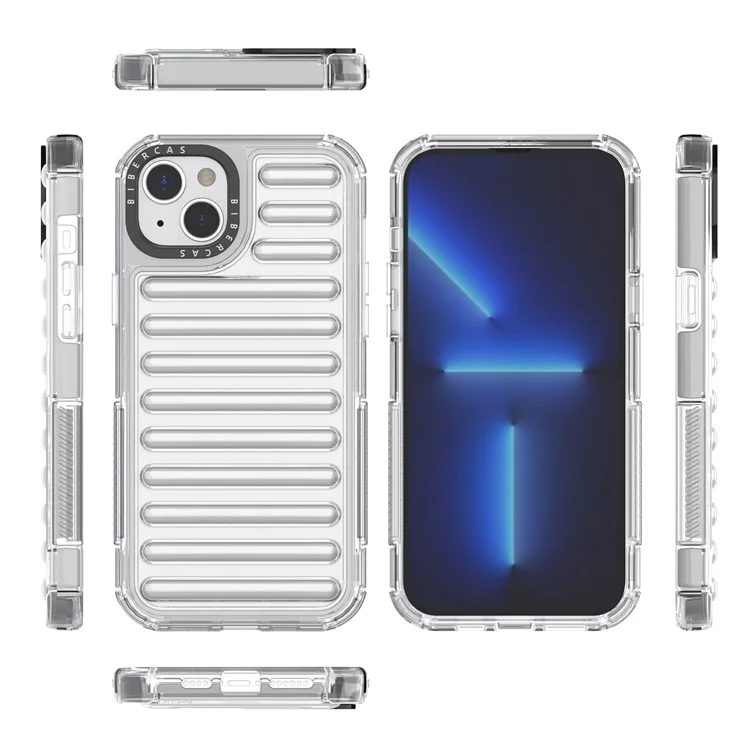 Para Iphone 15 Case Stripe Design Anti-Slip Desmontable TPU+PC Telephip Cover - Transparente