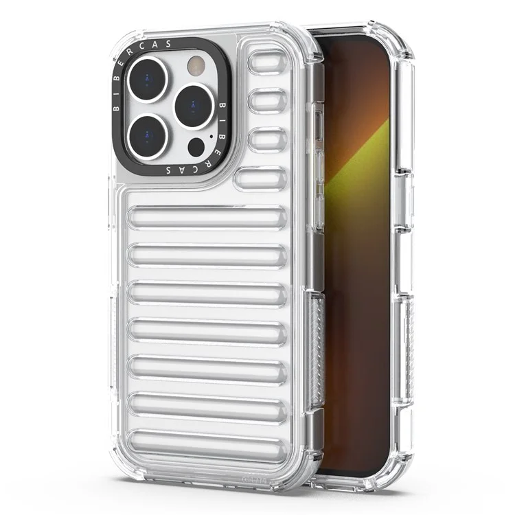 Para Iphone 14 Pro Case Stripe Design Anti-Slip Desallable TPU+PC Telephip Cover - Transparente