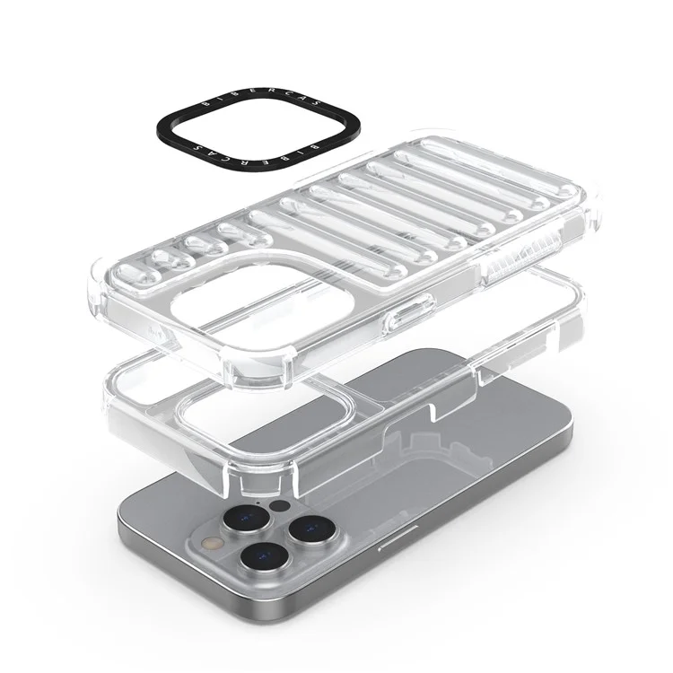 Para Iphone 14 Pro Case Stripe Design Anti-Slip Desallable TPU+PC Telephip Cover - Transparente