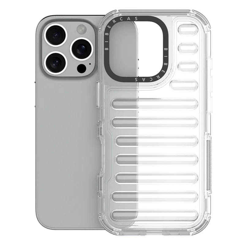 Para Iphone 16 Pro Max Case Stripe Design Anti-Slip Desmontable TPU+PC Telephip Cover - Transparente