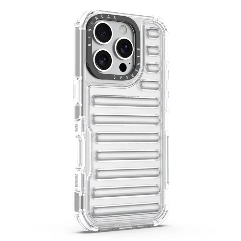 Para Iphone 16 Pro Max Case Stripe Design Anti-Slip Desmontable TPU+PC Telephip Cover - Transparente