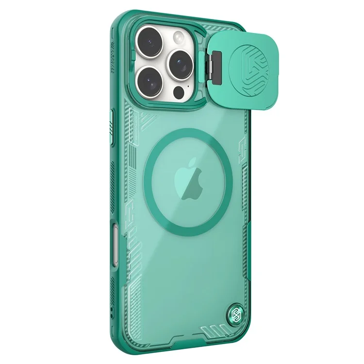 NILLKIN ICELADE Prop Magnetic Series For iPhone 16 Pro Max Case Compatible with MagSafe PC+TPU Phone Cover Slide Lens Lid - Verde