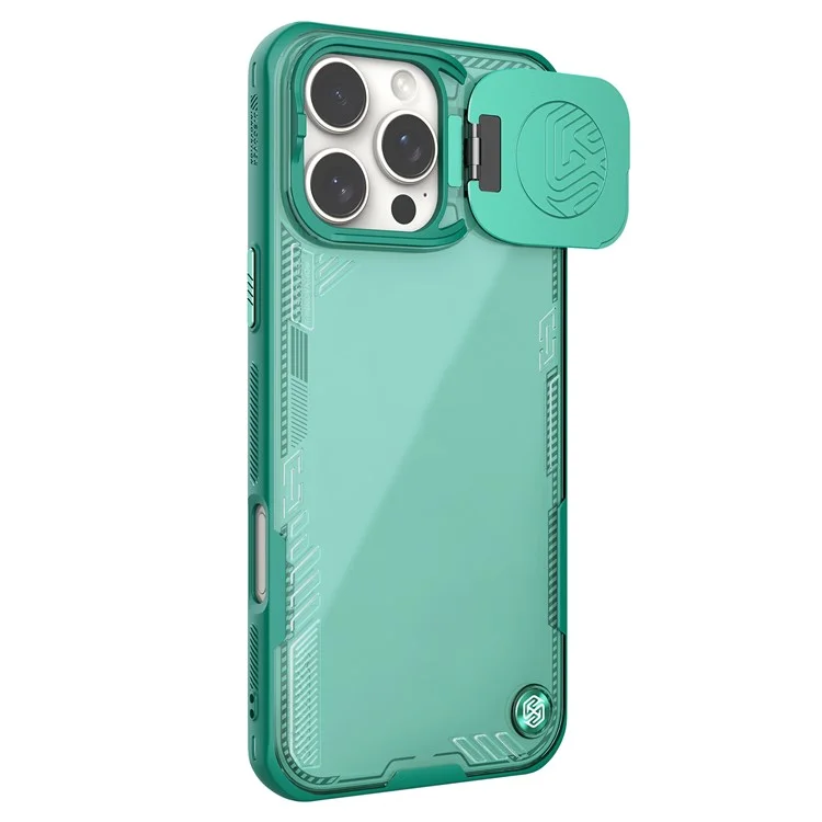 NILLKIN Iceblade Prop for iPhone 16 Pro Max Case PC+TPU Phone Shell with Lens Cover Kickstand - Green