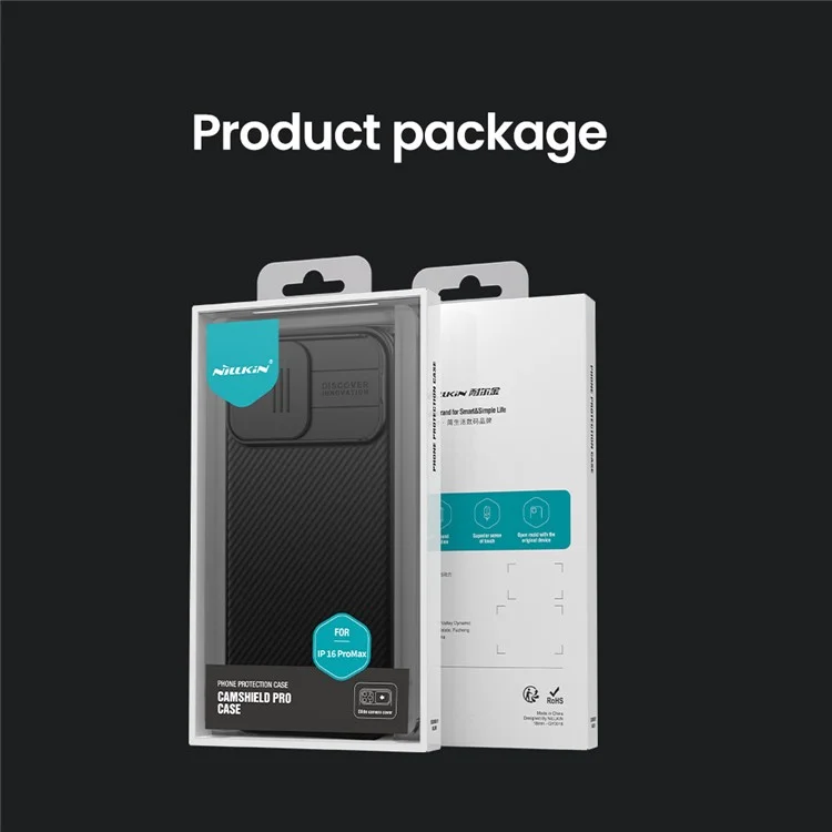 NILLKIN Camshield Pro Series for iPhone 16 Pro Max Case PC+TPU Slide Camera Lid Phone Cover - Black