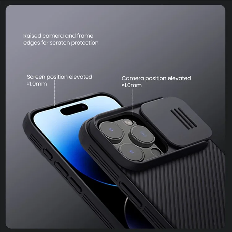 NILLKIN Camshield Pro Series for iPhone 16 Pro Max Case PC+TPU Slide Camera Lid Phone Cover - Black