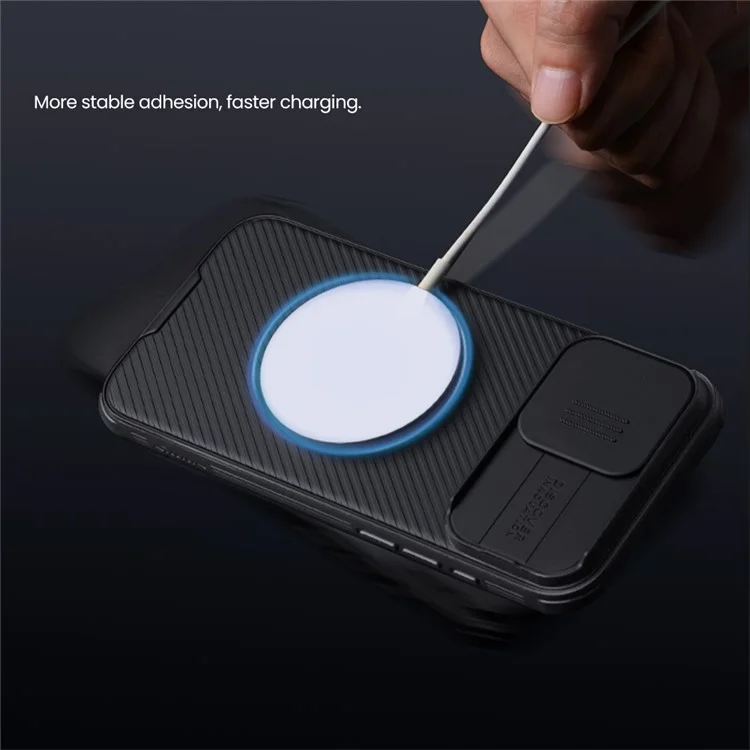 NILLKIN Camshield Pro for iPhone 16 Pro Max Case Compatible with MagSafe TPU+PC Phone Cover with Slider Camera - Black