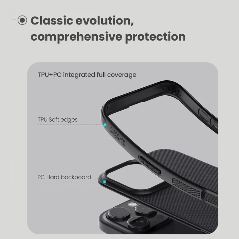 NILLKIN Super Frosted Shield Pro For iPhone 16 Pro Max Case Matte PC+TPU Phone Cover - Grey