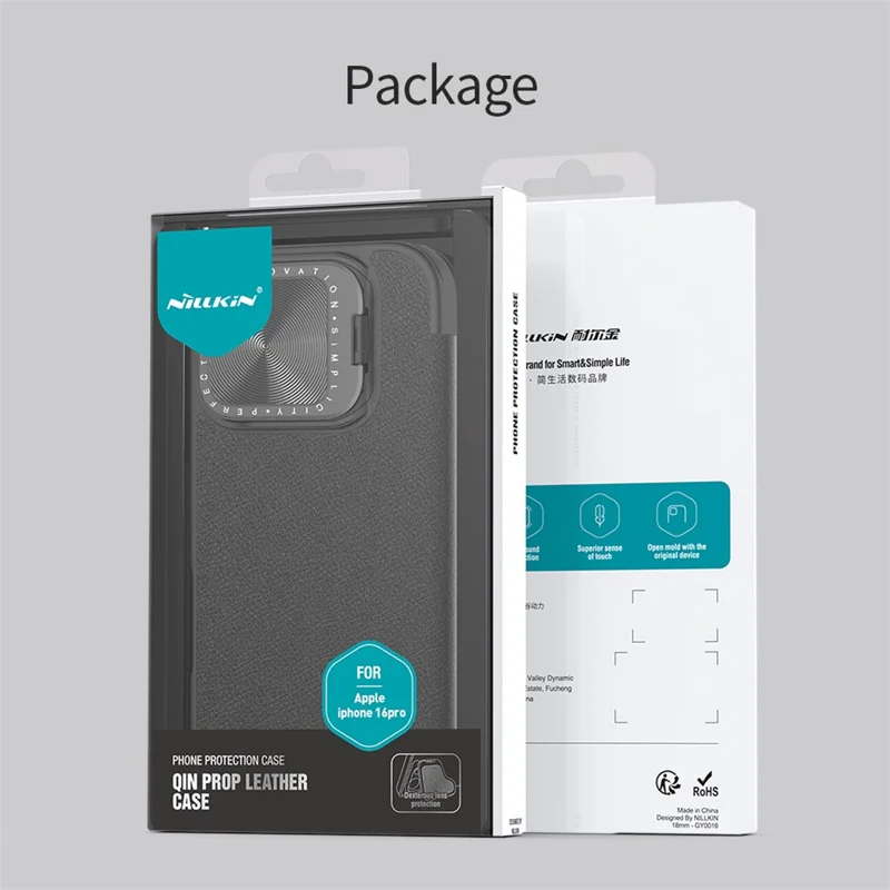 NILLKIN Qin Prop Series für iPhone 16 Pro Ledertasche mit Linsenständer und Telefonschutz - Braun