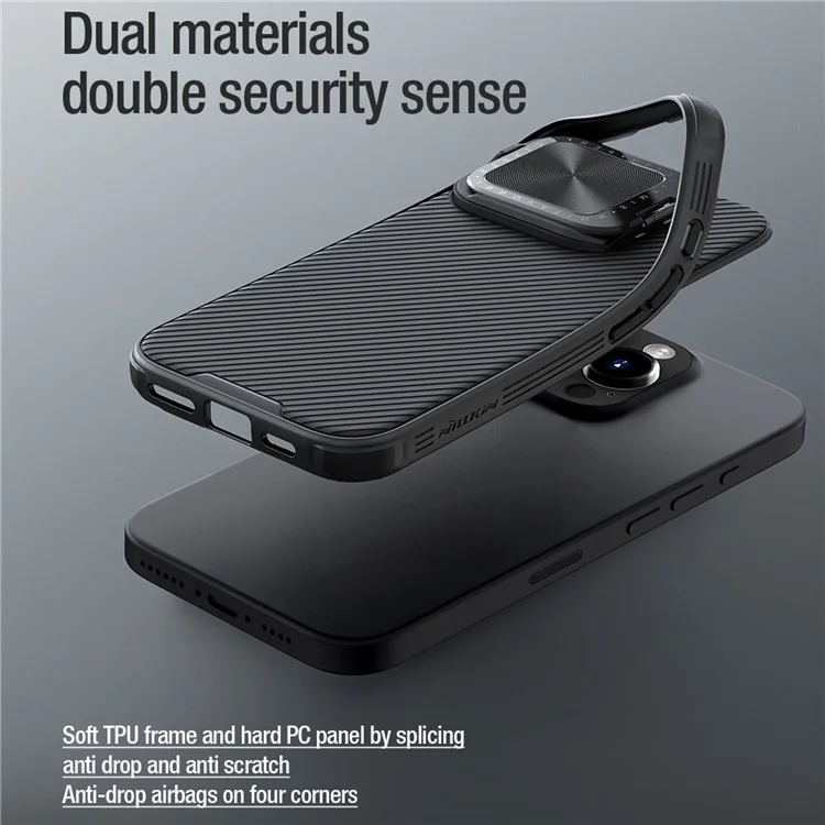 NILLKIN Camshield Prop Magnetic Series for iPhone 16 Pro Case Compatible with MagSafe PC+TPU Phone Cover with Camera Cover - Black