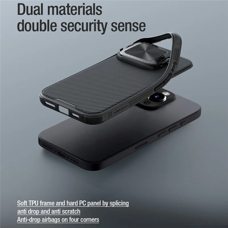 NILLKIN Camshield Prop Series for iPhone 16 Pro Case Slide Camera Protection PC + TPU Phone Cover - Black