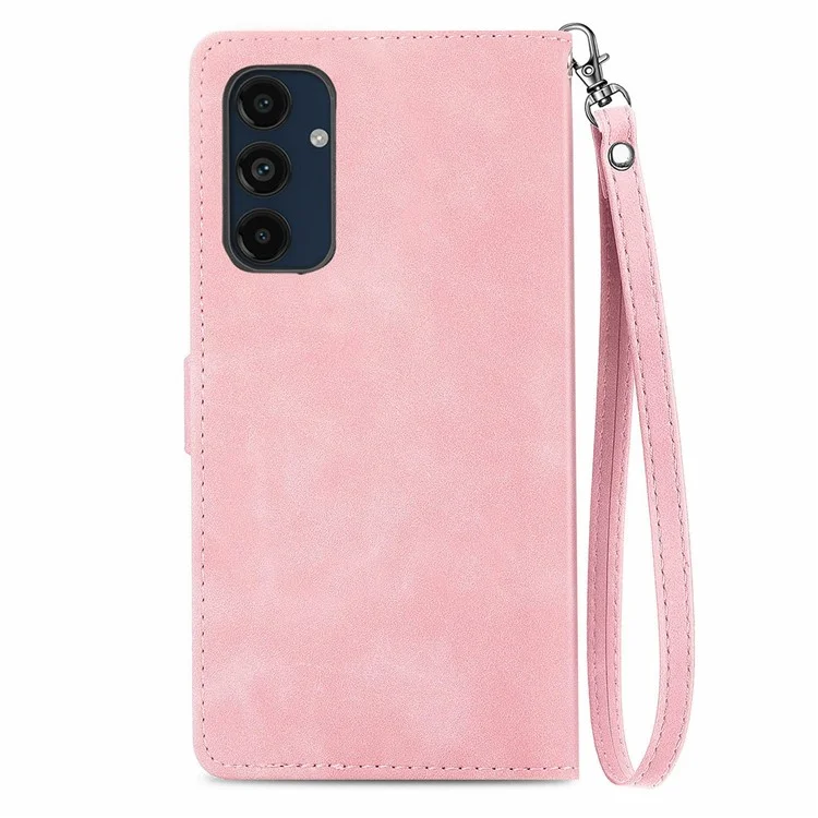 Per Samsung Galaxy S24 fe Case Zipper Wallet PU Coperchio di Impritta Flowhe Pelle - Rosa
