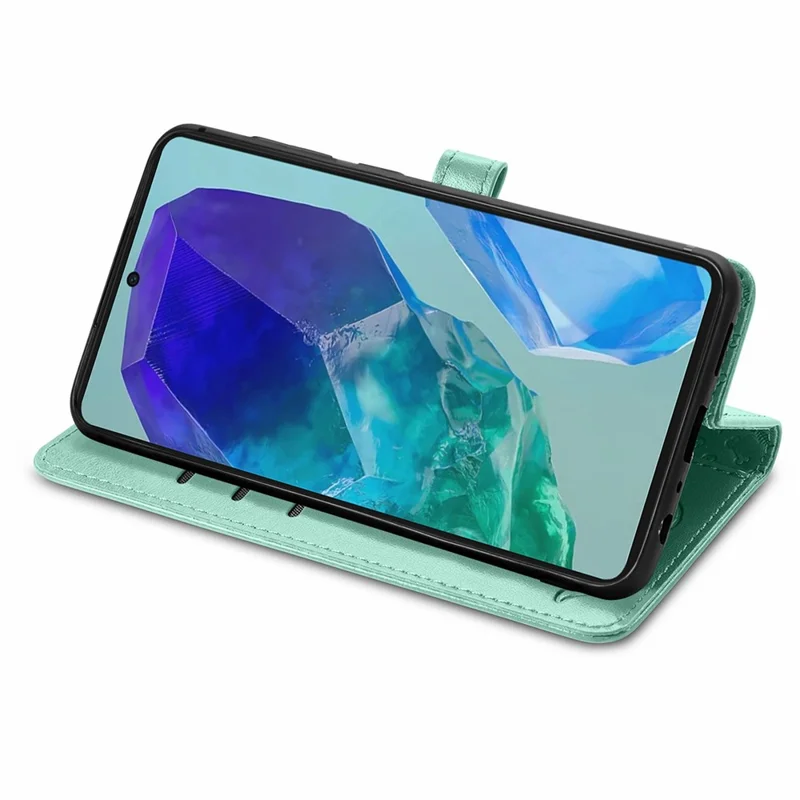 For Samsung Galaxy S24 FE Leather Wallet Case Flip Phone Cover with Cute Cat Dog Pattern - Green