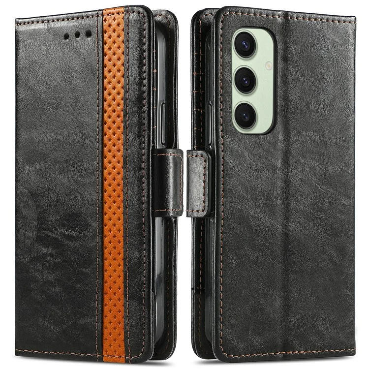 Serie Caseneo 002 Para Samsung Galaxy S24 fe Case Stand Billet Supling PU Cool Coatch - Negro