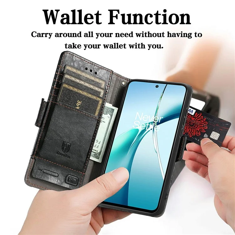 Serie Caseneo 002 Para Samsung Galaxy S24 fe Case Stand Billet Supling PU Cool Coatch - Negro