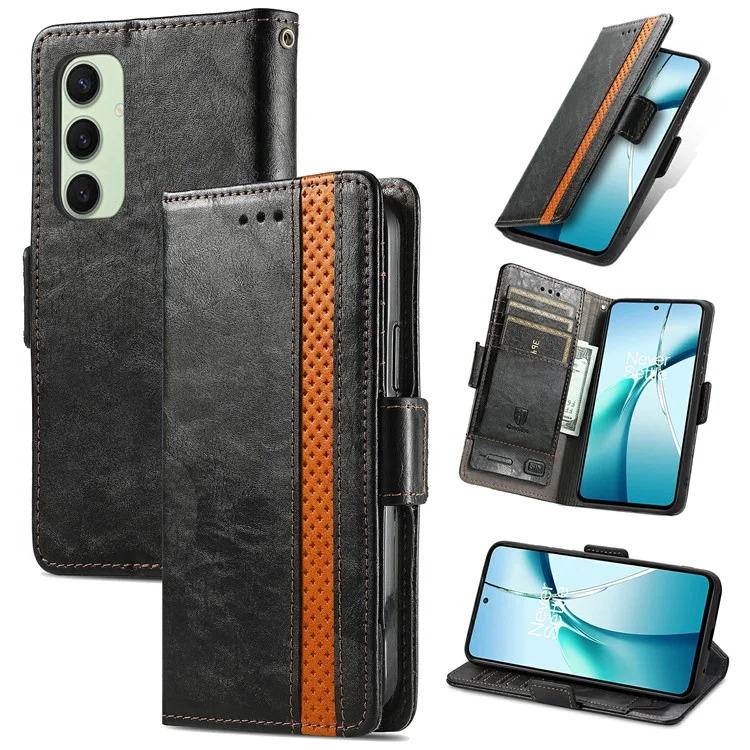 Serie Caseneo 002 Para Samsung Galaxy S24 fe Case Stand Billet Supling PU Cool Coatch - Negro
