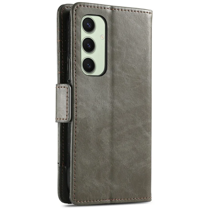 For Samsung Galaxy S24 FE Phone Cases CASENEO PU Leather Cover Stand with RFID Blocking Wallet - Grey