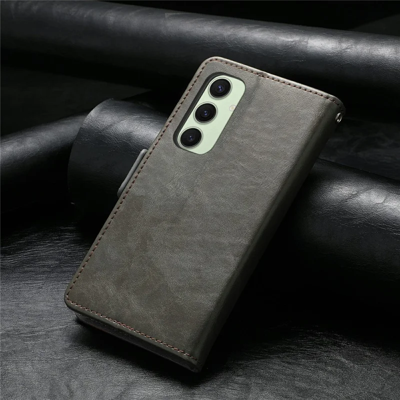 For Samsung Galaxy S24 FE Phone Cases CASENEO PU Leather Cover Stand with RFID Blocking Wallet - Grey