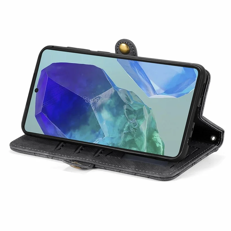 Para Samsung Galaxy S24 fe Case Feper Wallet Geometry Lines de Cuero Tapa Del Teléfono - Negro