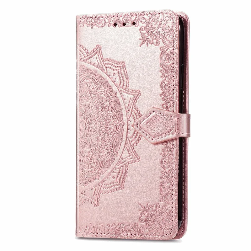 Für Samsung Galaxy S24 FE Case Mandala Embossed Design Lederbrieftasche Handyhülle - Rose Gold