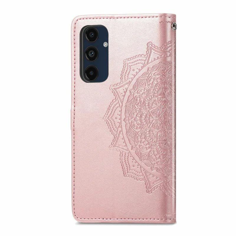 Für Samsung Galaxy S24 FE Case Mandala Embossed Design Lederbrieftasche Handyhülle - Rose Gold