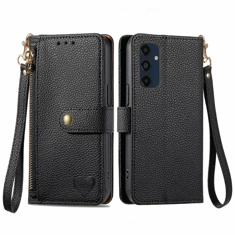 Für Samsung Galaxy S24 fe Case RFID Blockieren Sie Reißverschluss -taschen -leder -brieftasche. - Schwarz