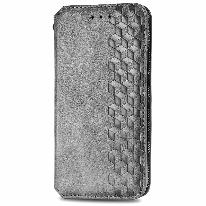 For Samsung Galaxy A06 4G PU Leather Case Rhombus Imprint Wallet Stand Phone Cover - Grey