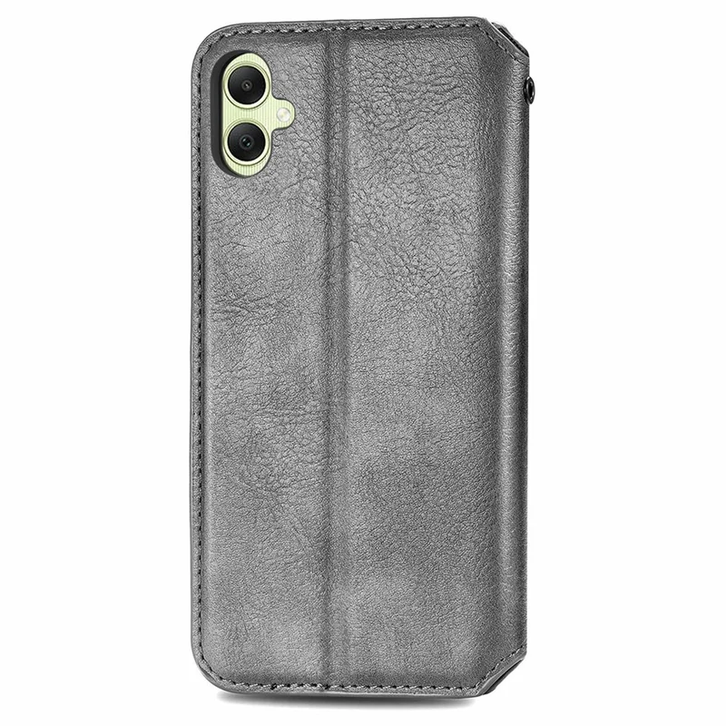For Samsung Galaxy A06 4G PU Leather Case Rhombus Imprint Wallet Stand Phone Cover - Grey