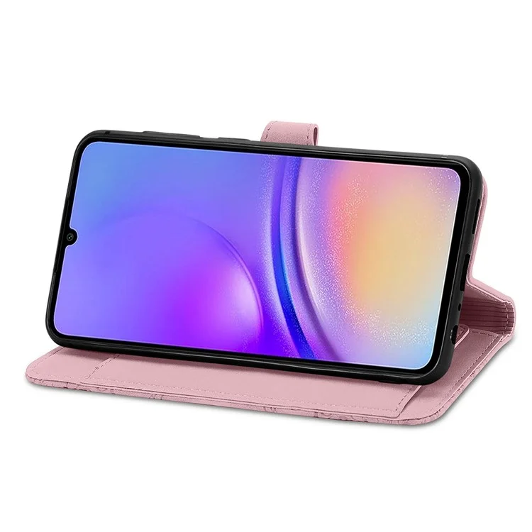 Для Samsung Galax A06 Case Zipper Wallet Кожаный Цветок - Розовый