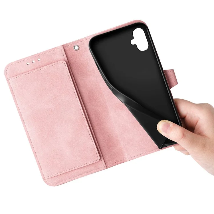 Для Samsung Galax A06 Case Zipper Wallet Кожаный Цветок - Розовый