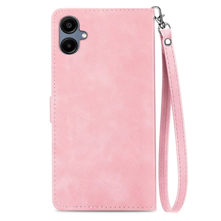 Для Samsung Galax A06 Case Zipper Wallet Кожаный Цветок - Розовый
